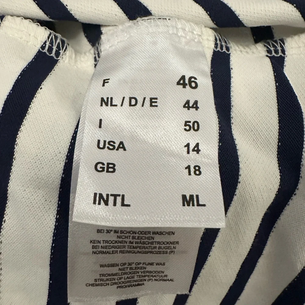 Saint James Navy and White Striped Top with Orange Neckline - Picture 7 of 9